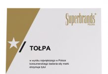 Tytuł Superbrands Polska Marka 2018 dla marki tołpa